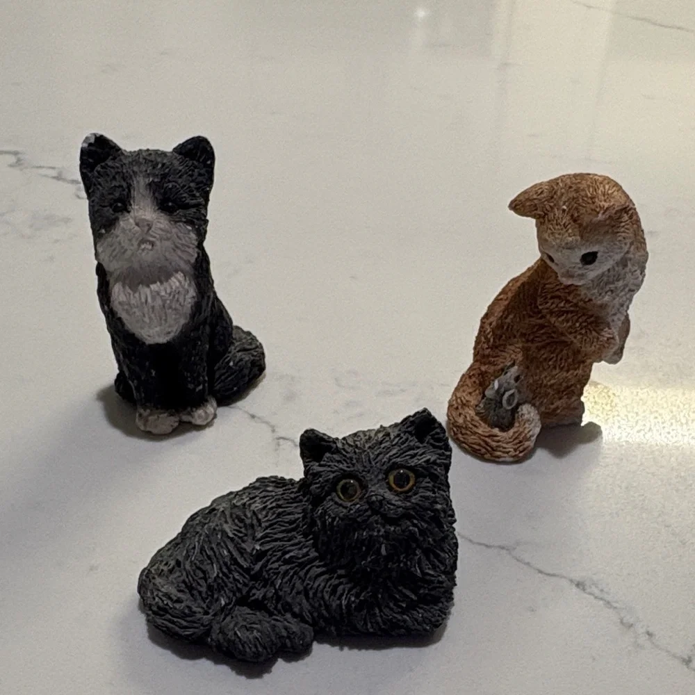 Set of Three Cat Figurines